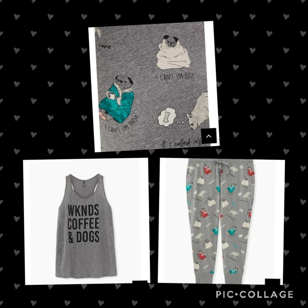 🆕1X PLUS SIZE WEEKENDS COFFEE & DOGS SLEEP SET